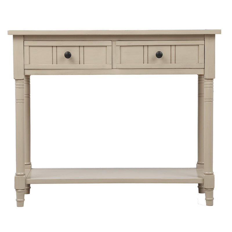 Daisy Series Console Table Traditional Design with Two Drawers and Bottom Shelf (Retro Grey) - Urban Living Furniture (Los Angeles, CA)