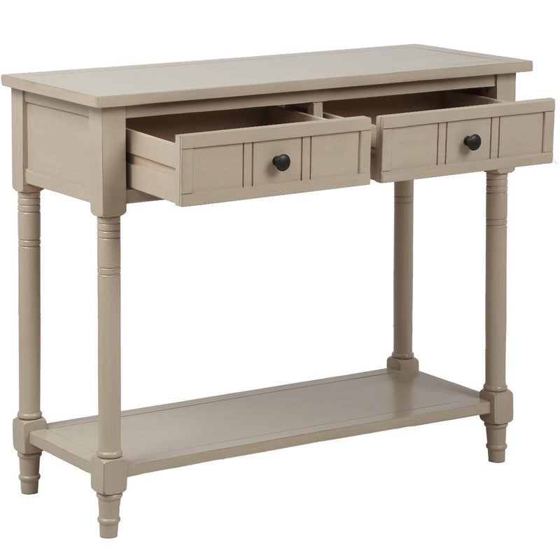 Daisy Series Console Table Traditional Design with Two Drawers and Bottom Shelf (Retro Grey) - Urban Living Furniture (Los Angeles, CA)