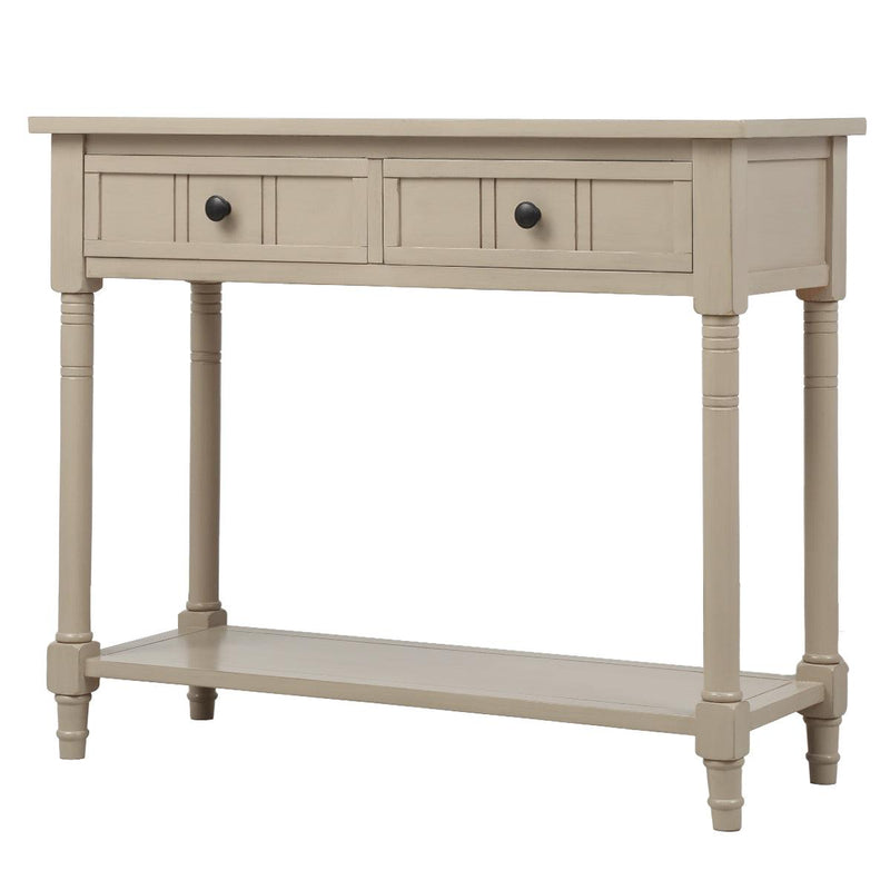 Daisy Series Console Table Traditional Design with Two Drawers and Bottom Shelf (Retro Grey) - Urban Living Furniture (Los Angeles, CA)