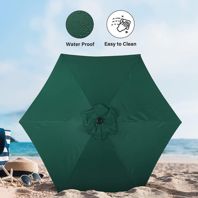 Simple Deluxe 7.5' Patio Outdoor Table Market Yard Umbrella with Push Button Tilt/Crank, 6 Sturdy Ribs for Garden, Deck, Backyard, Pool, 7.5ft, Green - Urban Living Furniture (Los Angeles, CA)