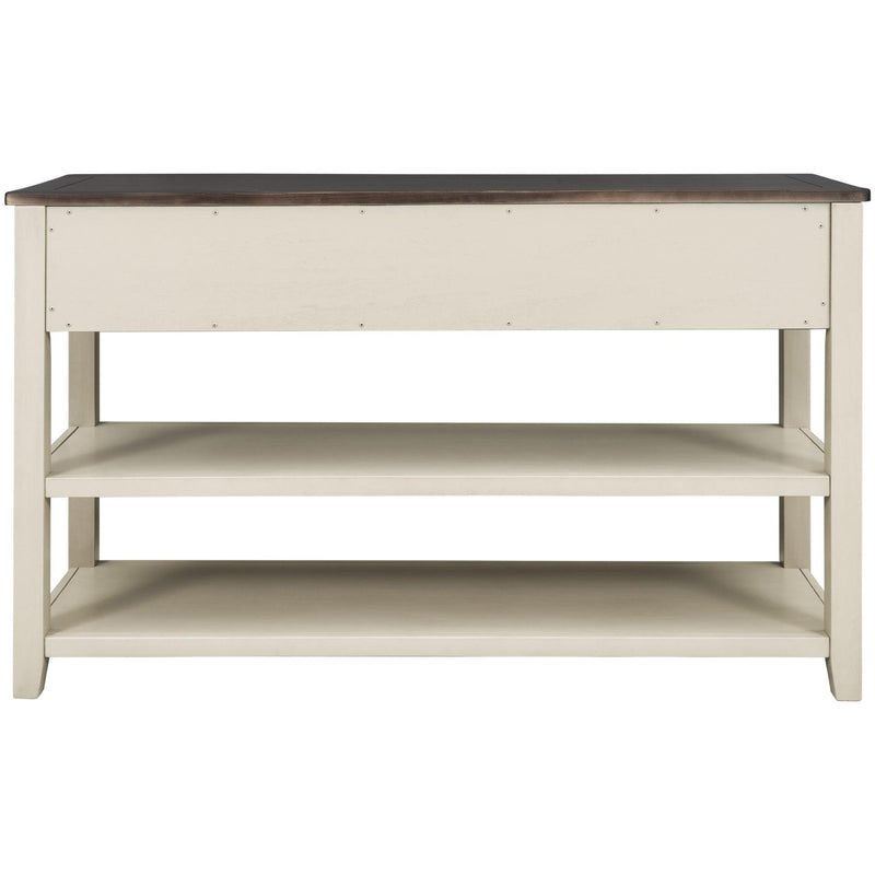 Retro Design Console Table with Two Open Shelves, Pine Solid Wood Frame and Legs for Living Room (Espresso+Beige)
