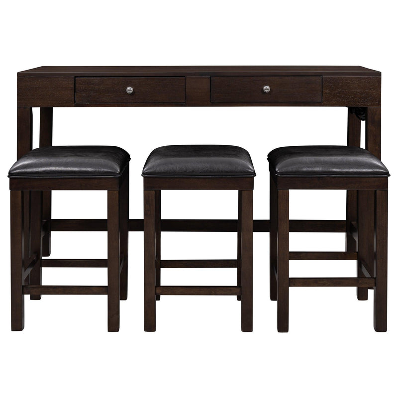 4-Piece Counter Height Table Set with Socket and Leather Padded Stools, Espresso - Urban Living Furniture (Los Angeles, CA)