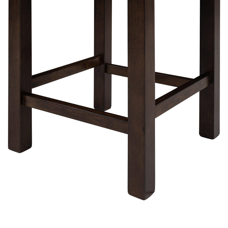 4-Piece Counter Height Table Set with Socket and Leather Padded Stools, Espresso