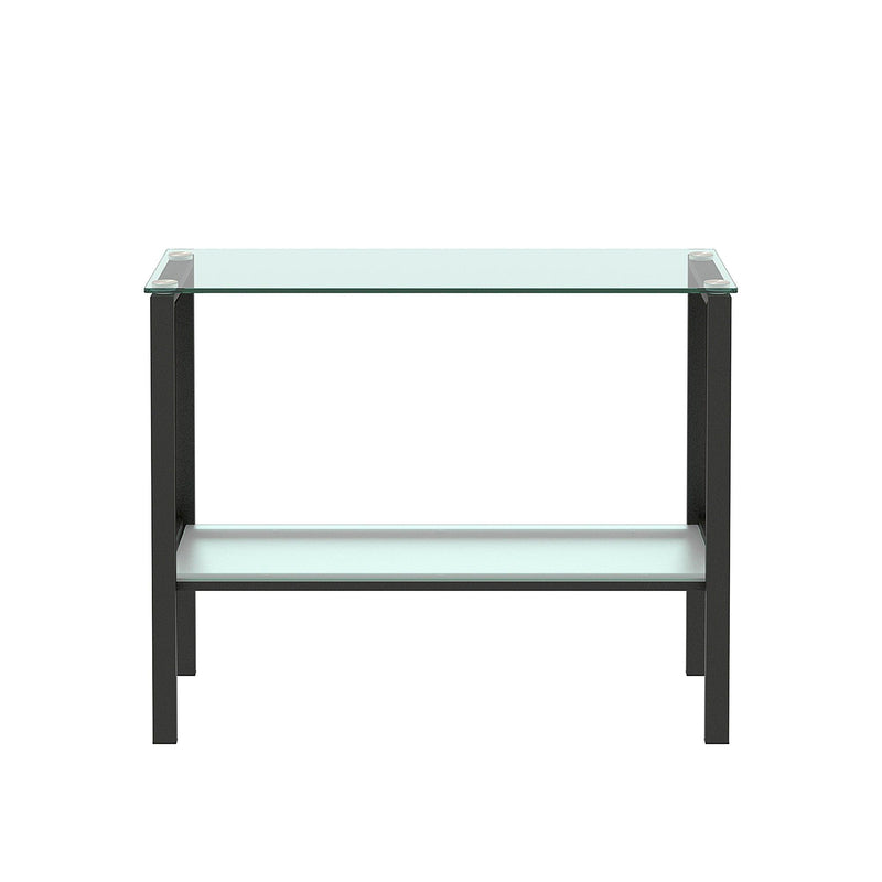 Console Table Double layer tempered glass rectangular porch table black leg double layer glass tea table