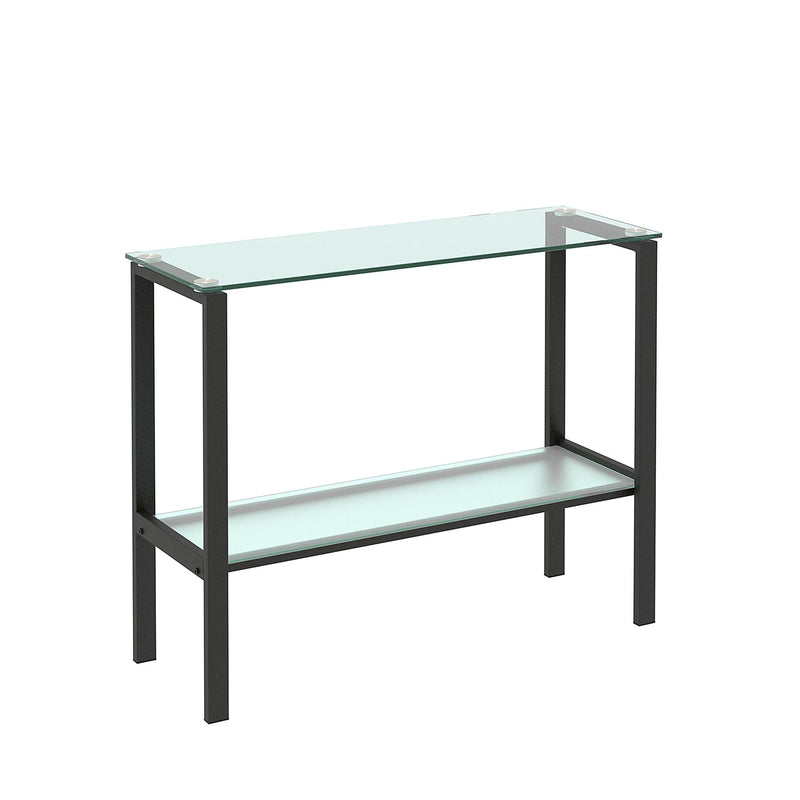 Console Table Double layer tempered glass rectangular porch table black leg double layer glass tea table - Urban Living Furniture (Los Angeles, CA)