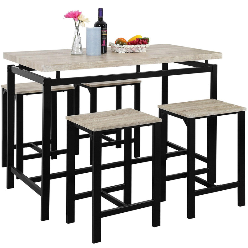 Dining Set, Bar Set, Dining Table with 4 Chairs,5 Piece, with Counter and Pub Height