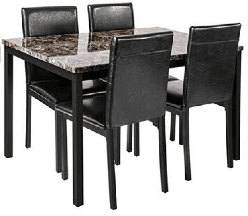 Furniture 5 Piece Metal Dinette Set with Faux Marble Top - Black,dinning set,table&4 chairs - Urban Living Furniture (Los Angeles, CA)