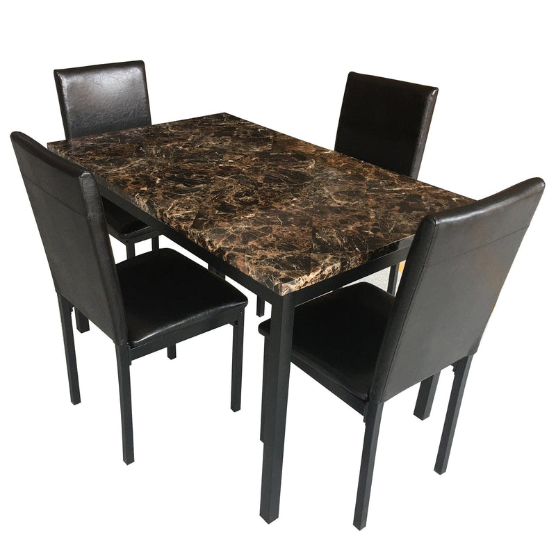 Furniture 5 Piece Metal Dinette Set with Faux Marble Top - Black,dinning set,table&4 chairs - Urban Living Furniture (Los Angeles, CA)