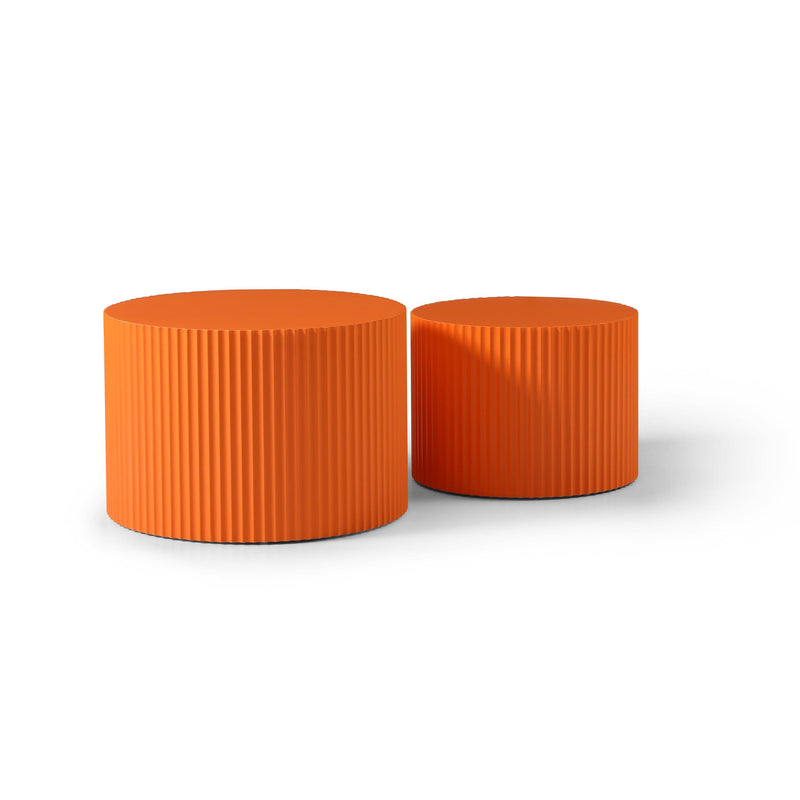 MDF Nesting Table Set of 2,Handcraft Round Coffee Table for Living Room/Leisure Area, Orange - Urban Living Furniture (Los Angeles, CA)