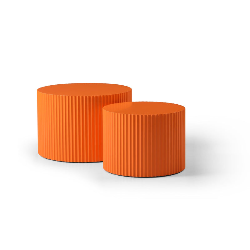 MDF Nesting Table Set of 2,Handcraft Round Coffee Table for Living Room/Leisure Area, Orange