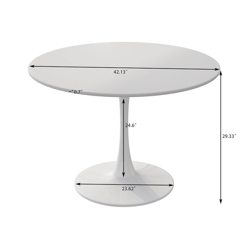 42"Modern Round Dining Table with Round MDF Table Top,Metal Base  Dining Table, End Table Leisure Coffee Table Tulip Round Table - Urban Living Furniture (Los Angeles, CA)