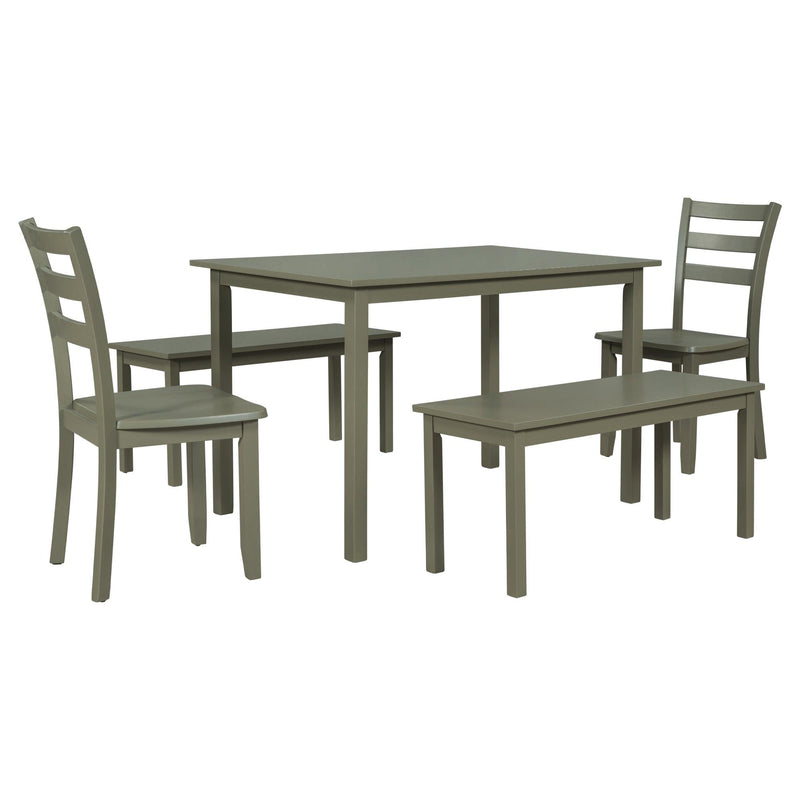 5-piece Wooden Dining Set, Kitchen Table with 2 Dining Chairs and 2 Benches, Farmhouse Rustic Style, Green - Urban Living Furniture (Los Angeles, CA)