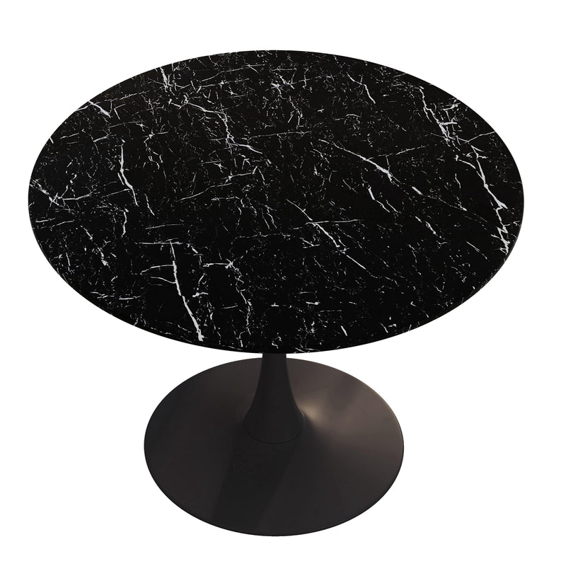 42.12"Modern Round Dining Table with Printed Black Marble Table Top,Metal Base  Dining Table, End Table Leisure Coffee Table - Urban Living Furniture (Los Angeles, CA)