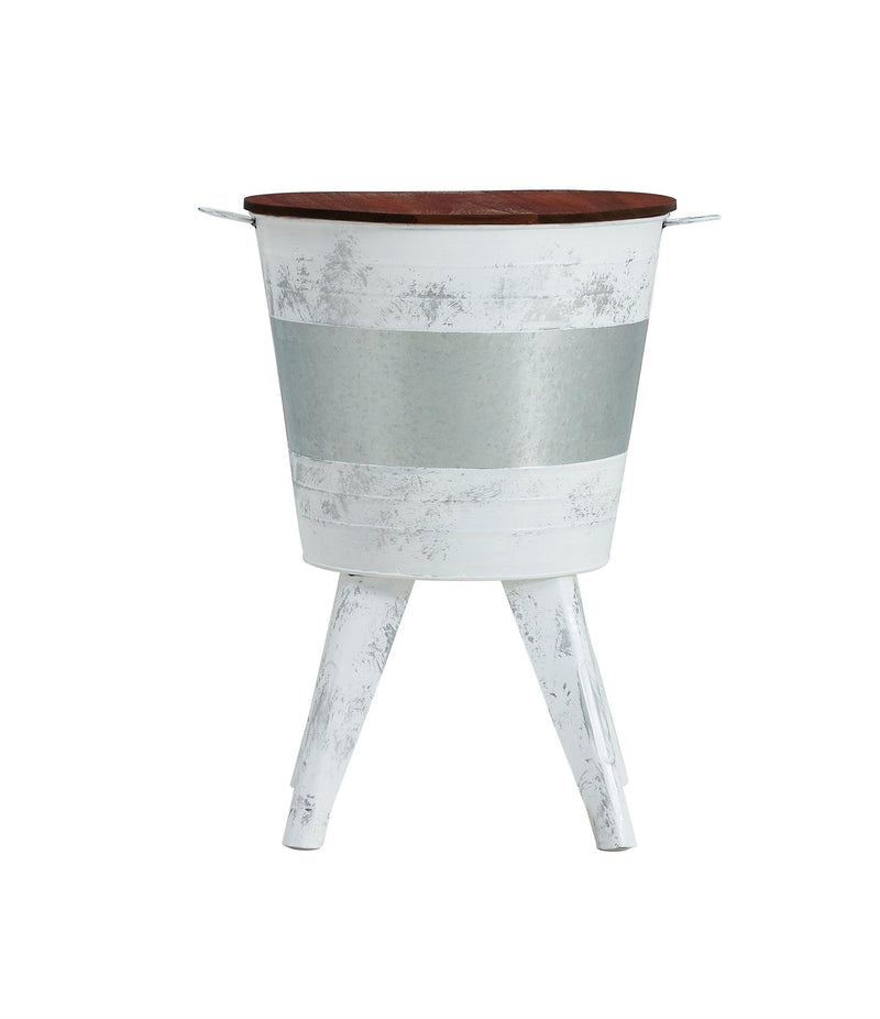 Farmhouse Rustic Distressed Metal Accent Cocktail Table with wood top-WHT, Set of 2 - Urban Living Furniture (Los Angeles, CA)