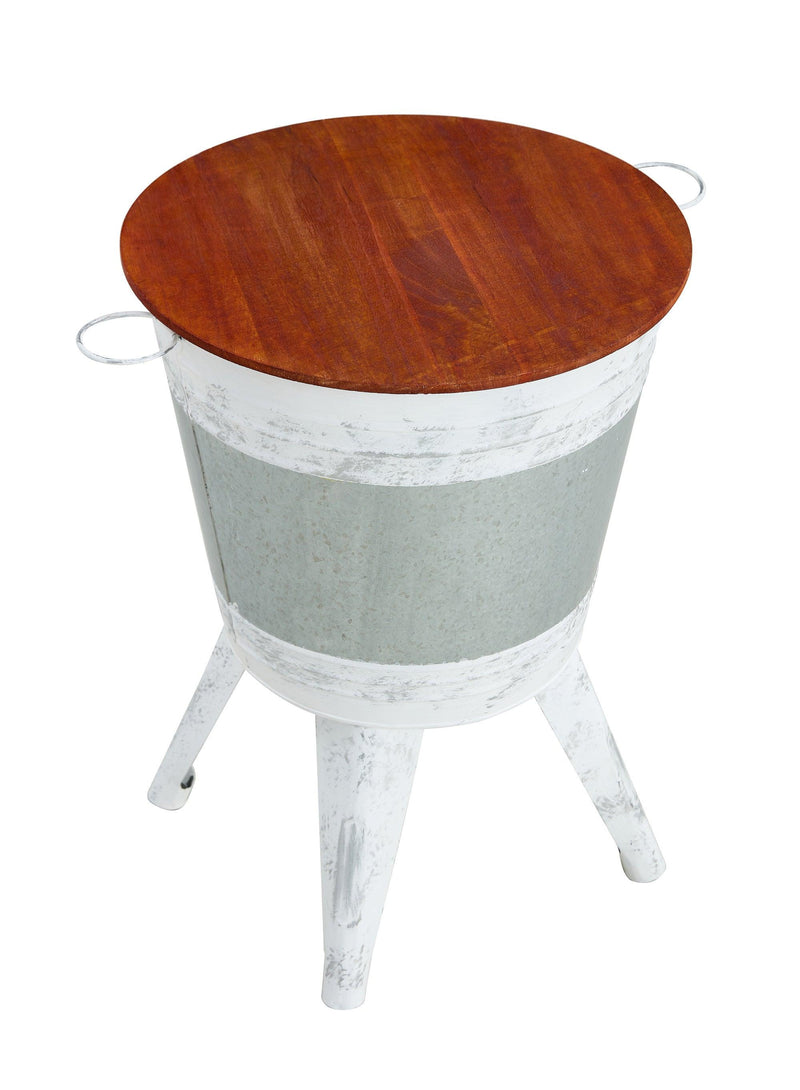 Farmhouse Rustic Distressed Metal Accent Cocktail Table with wood top-WHT, Set of 2 - Urban Living Furniture (Los Angeles, CA)