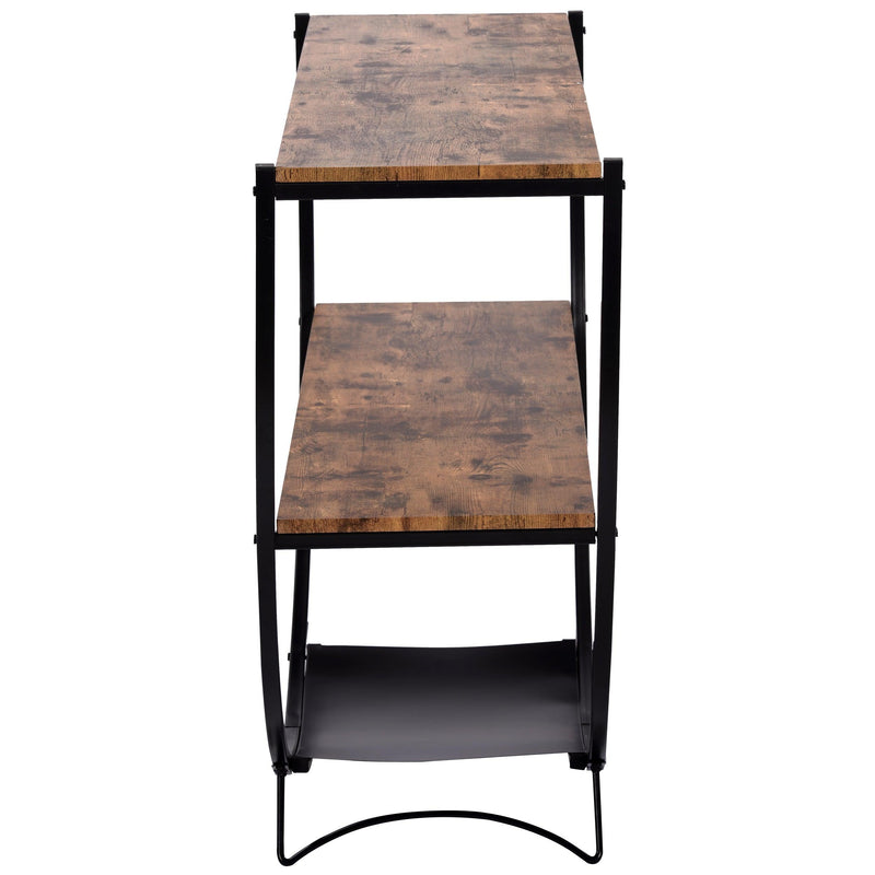 Rustic Industrial Design Demilune Shape Textured Metal Distressed Wood Console Table (Distressed Brown)