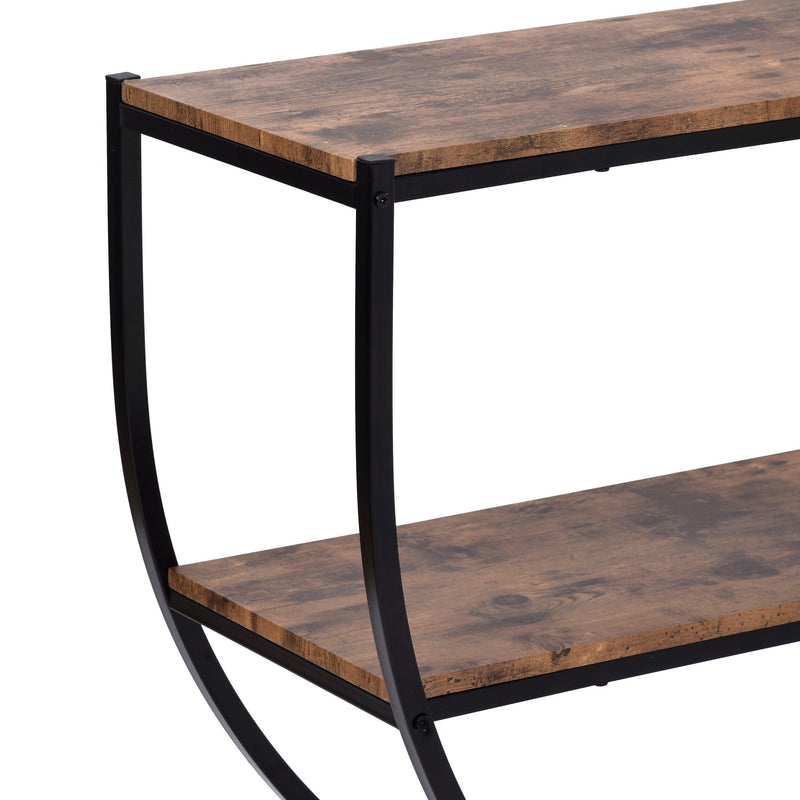 Rustic Industrial Design Demilune Shape Textured Metal Distressed Wood Console Table (Distressed Brown) - Urban Living Furniture (Los Angeles, CA)