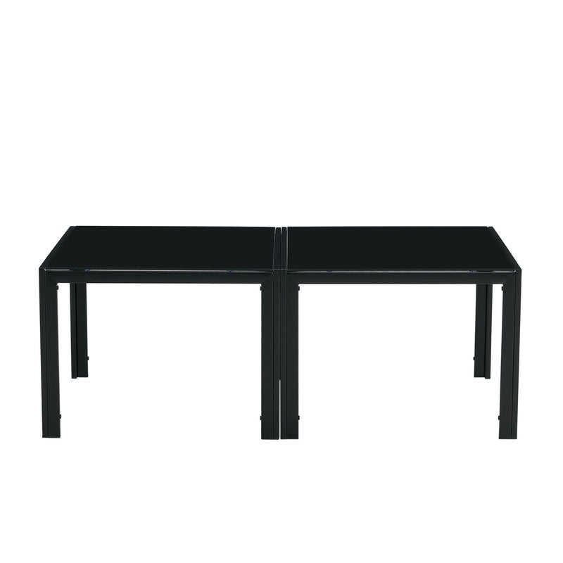 Coffee Table Set of 2, SquareModern Table with Tempered Glass Finish for Living Room,Black - Urban Living Furniture (Los Angeles, CA)