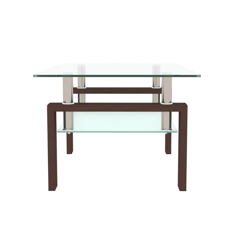 Rectangle Walnut Glass Coffee Table, Clear Coffee Table，Modern Side Center Tables for Living Room， Living Room Furniture - Urban Living Furniture (Los Angeles, CA)