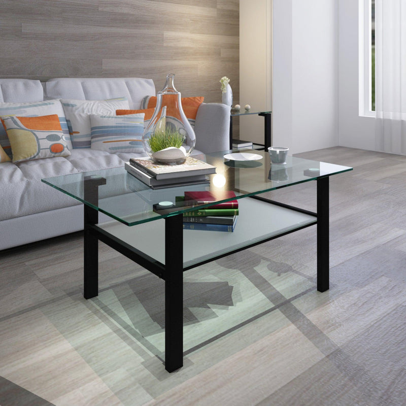 Transparent glass black coffee table,Modern simple, living room coffee table, side center table - Urban Living Furniture (Los Angeles, CA)