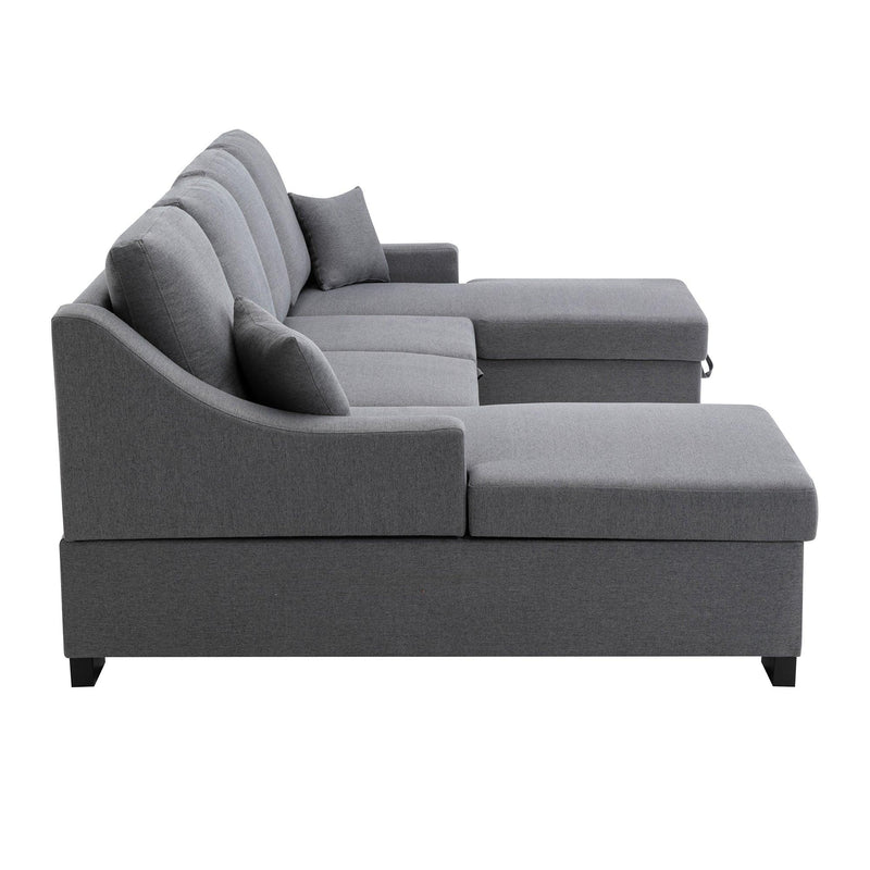 Upholstery Sleeper Sectional Sofa with DoubleStorage Spaces, 2 Tossing Cushions, Grey - Urban Living Furniture (Los Angeles, CA)