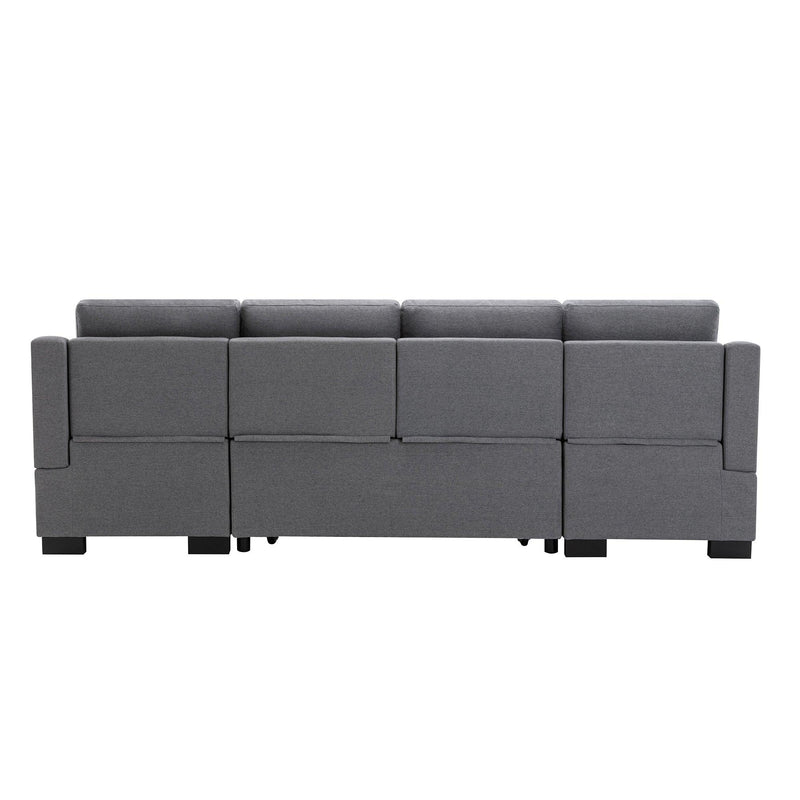 Upholstery Sleeper Sectional Sofa with DoubleStorage Spaces, 2 Tossing Cushions, Grey - Urban Living Furniture (Los Angeles, CA)