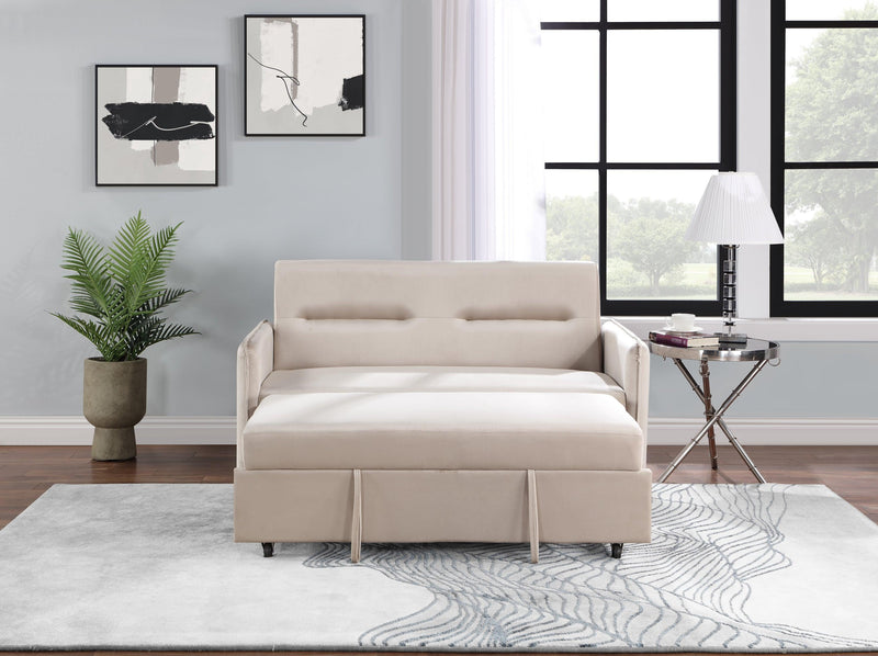 57'' Upholstered Sleeper Sofa 2 Seat Sofabed with 2 Grey Pillow, Beige - Urban Living Furniture (Los Angeles, CA)