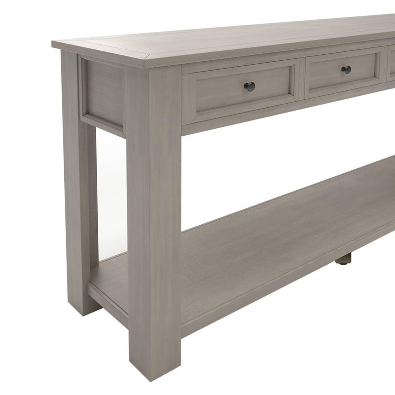 Console Table/Sofa Table withStorage Drawers and Bottom Shelf for Entryway Hallway (Gray Wash)