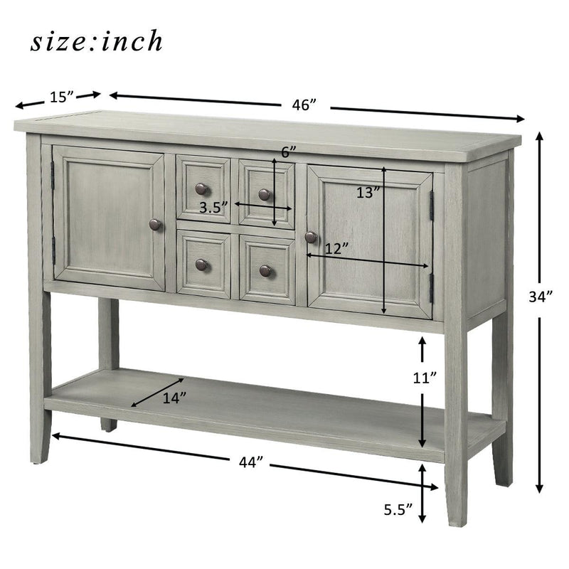 Cambridge Series Buffet Sideboard Console Table with Bottom Shelf (Antique Gray)