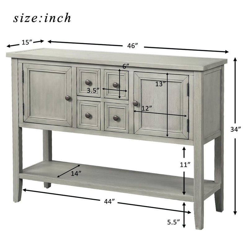 Cambridge Series Buffet Sideboard Console Table with Bottom Shelf (Antique Gray) - Urban Living Furniture (Los Angeles, CA)