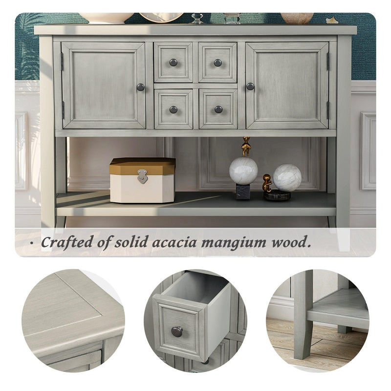 Cambridge Series Buffet Sideboard Console Table with Bottom Shelf (Antique Gray)