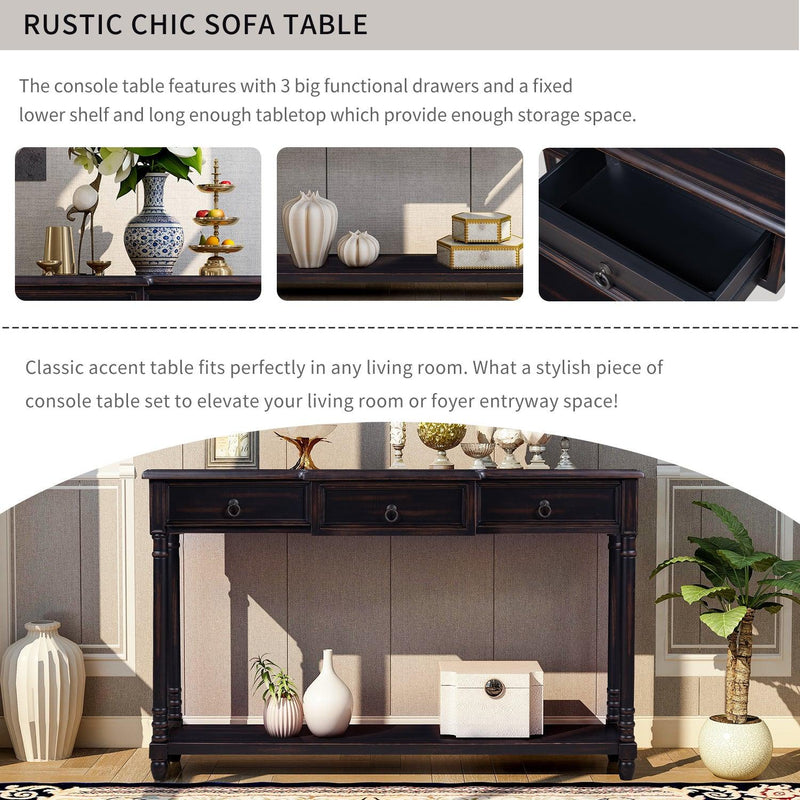 Console Table Sofa Table with Drawers for Entryway with Projecting Drawers and Long Shelf (Espresso) - Urban Living Furniture (Los Angeles, CA)