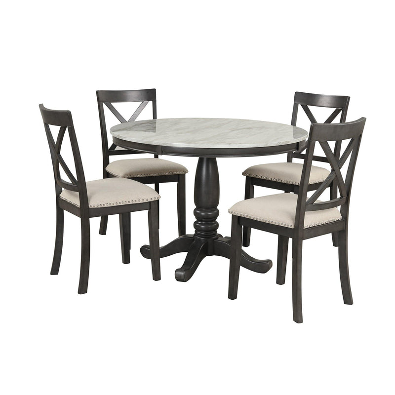 5 Pieces Dining Table and Chairs Set for 4 Persons, Kitchen Room Solid Wood Table with 4 Chairs - Urban Living Furniture (Los Angeles, CA)