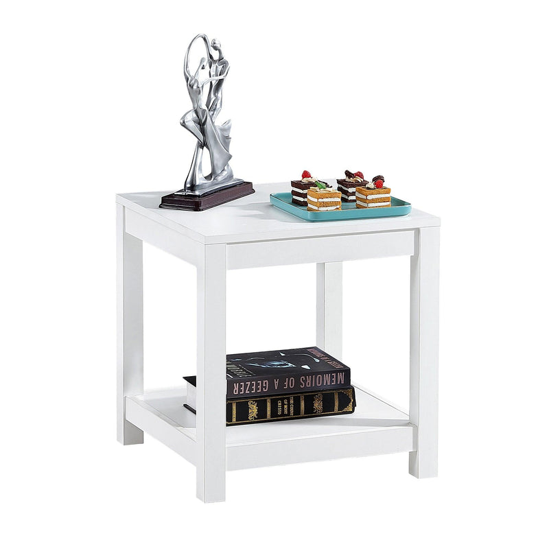 Simple white side table , 2-tier small space end table ,modern night stand, sofa table, side table withStorage shelve - Urban Living Furniture (Los Angeles, CA)