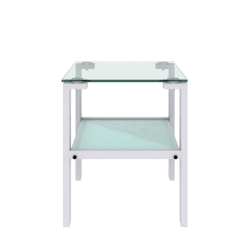 Glass two layer tea table, small round table, bedroom corner table, living room white side table(White) - Urban Living Furniture (Los Angeles, CA)