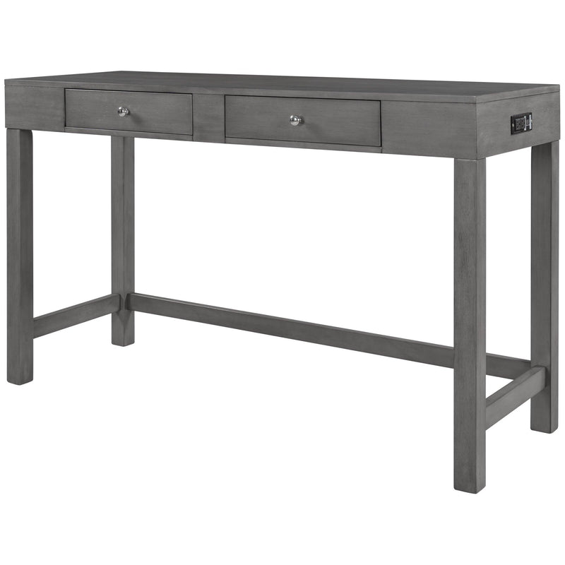 4-Piece Counter Height Table Set with Socket and Fabric Padded Stools, Gray - Urban Living Furniture (Los Angeles, CA)