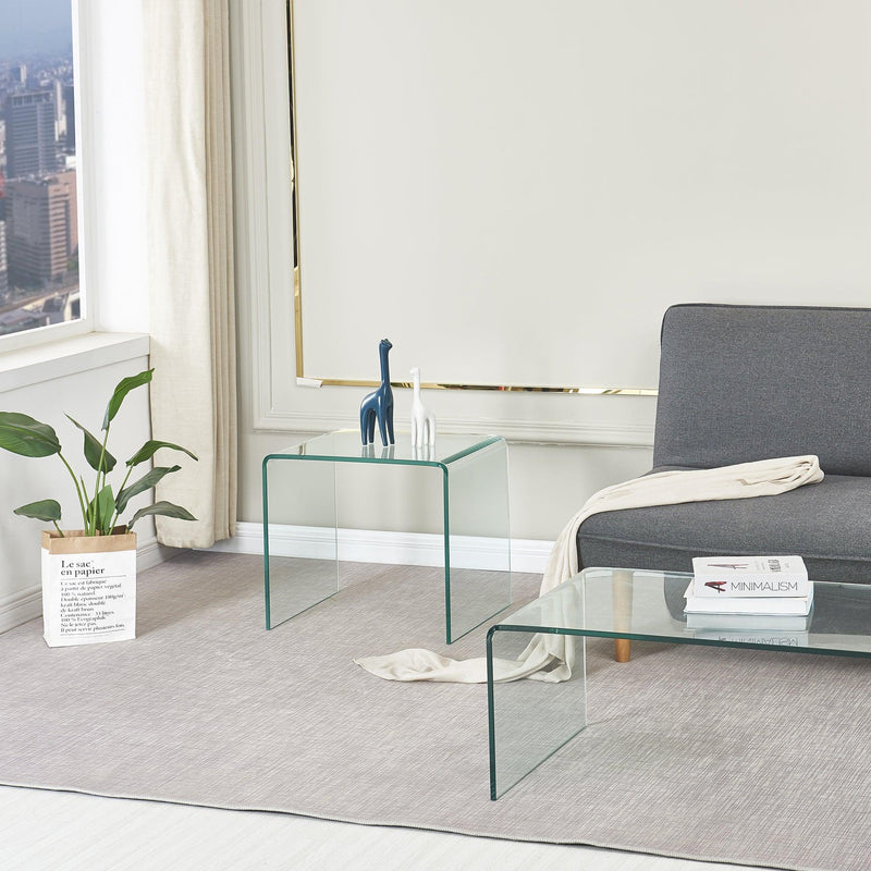 Small Clear Glass Side & End Table, Tempered Glass End Table Small Coffee Table - Urban Living Furniture (Los Angeles, CA)