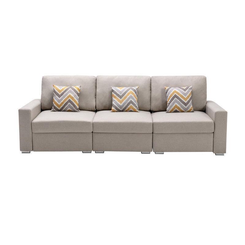 Nolan Beige Linen Fabric Sofa with Pillows and Interchangeable Legs - Urban Living Furniture (Los Angeles, CA)