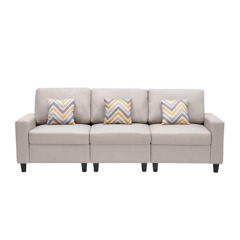 Nolan Beige Linen Fabric Sofa with Pillows and Interchangeable Legs - Urban Living Furniture (Los Angeles, CA)