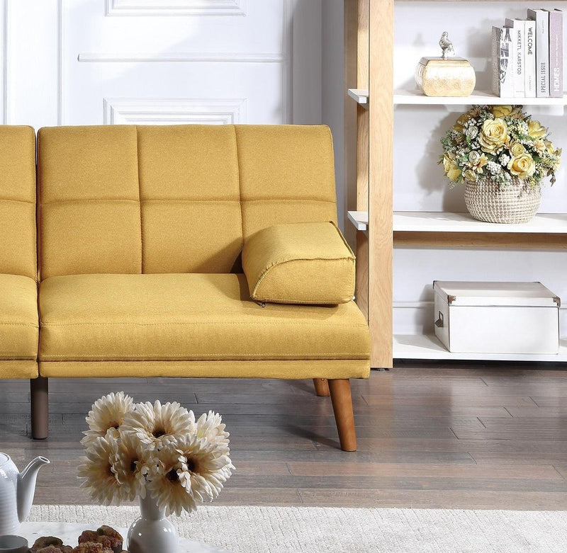 Mustard Polyfiber Adjustable Tufted Sofa Living Room Solid wood Legs Comfort Couch - Urban Living Furniture (Los Angeles, CA)