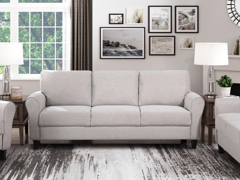 Modern Transitional Sand Hued Textured Fabric Upholstered 1pc Sofa Attached Cushions Living Room Furniture - Urban Living Furniture (Los Angeles, CA)