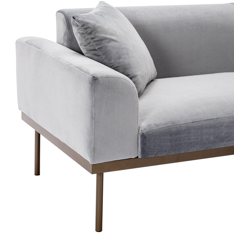 Modern Velvet Sofa with Metal Legs,Loveseat Sofa Couch with Two Pillows for Living Room and Bedroom,Grey - Urban Living Furniture (Los Angeles, CA)