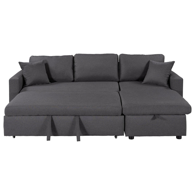 Upholstery  Sleeper Sectional Sofa Grey withStorage Space, 2 Tossing Cushions - Urban Living Furniture (Los Angeles, CA)