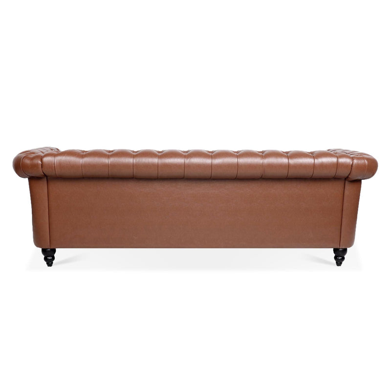 84.65"BROWN PU Rolled Arm Chesterfield Three Seater Sofa. - Urban Living Furniture (Los Angeles, CA)