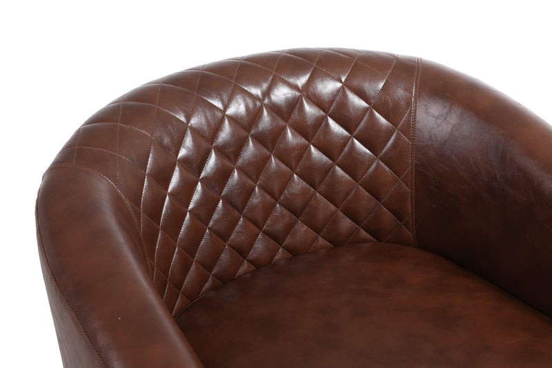 accent Barrel chair living room chair with nailheads and solid wood legs  Brown pu leather - Urban Living Furniture (Los Angeles, CA)