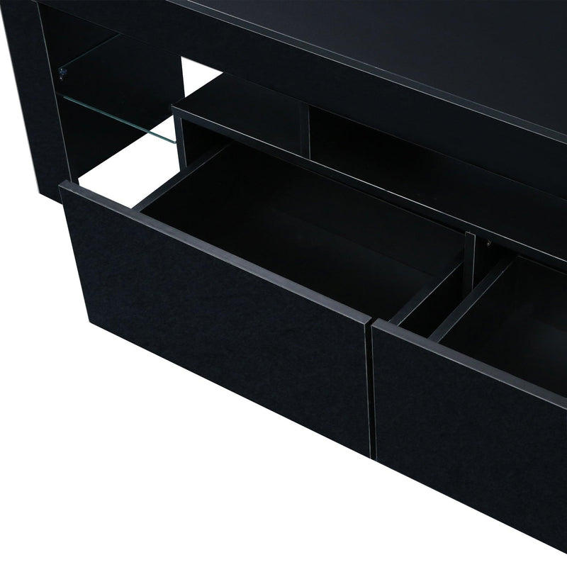 Modern Black TV Stand, 20 Colors LED TV Stand w/Remote Control Lights - Urban Living Furniture (Los Angeles, CA)