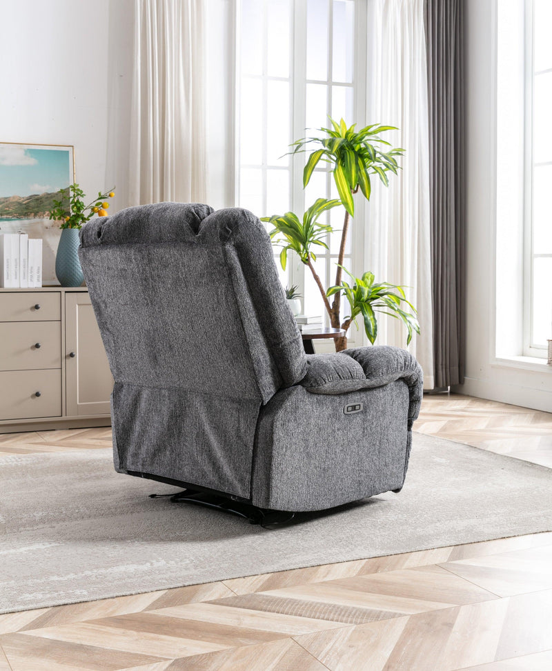 Electric Power Recliner Chairs with USB Charge Port, Electric Reclining Recliner with Upholstered Seat, Overstuffed Reclining Sofa Recliner for Living Room Bedroom (Dark Grey) - Urban Living Furniture (Los Angeles, CA)