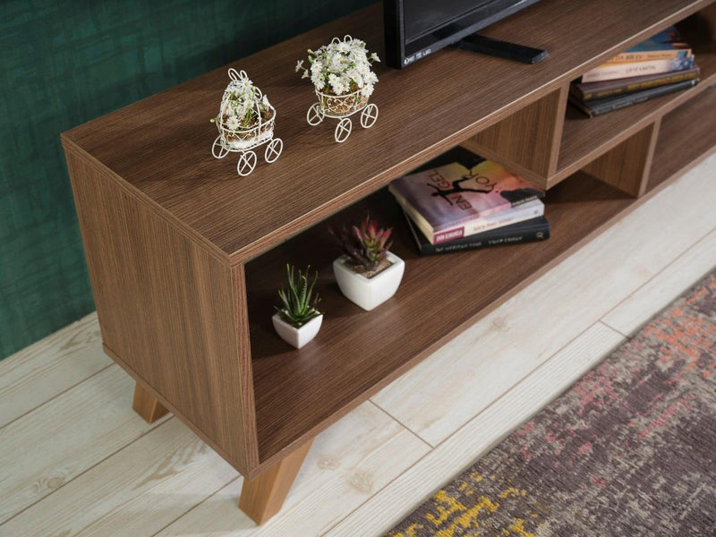 Parma Mid CenturyModern Tv Stand Open Shelving Entertainment Centre 67 inch Tv Unit, Walnut - Urban Living Furniture (Los Angeles, CA)