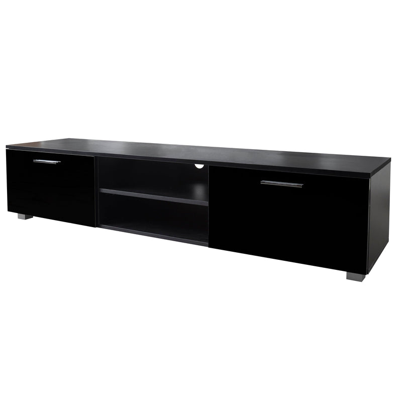 Black TV Stand for 70 Inch TV Stands, Media Console Entertainment Center Television Table, 2Storage Cabinet with Open Shelves for Living Room Bedroom