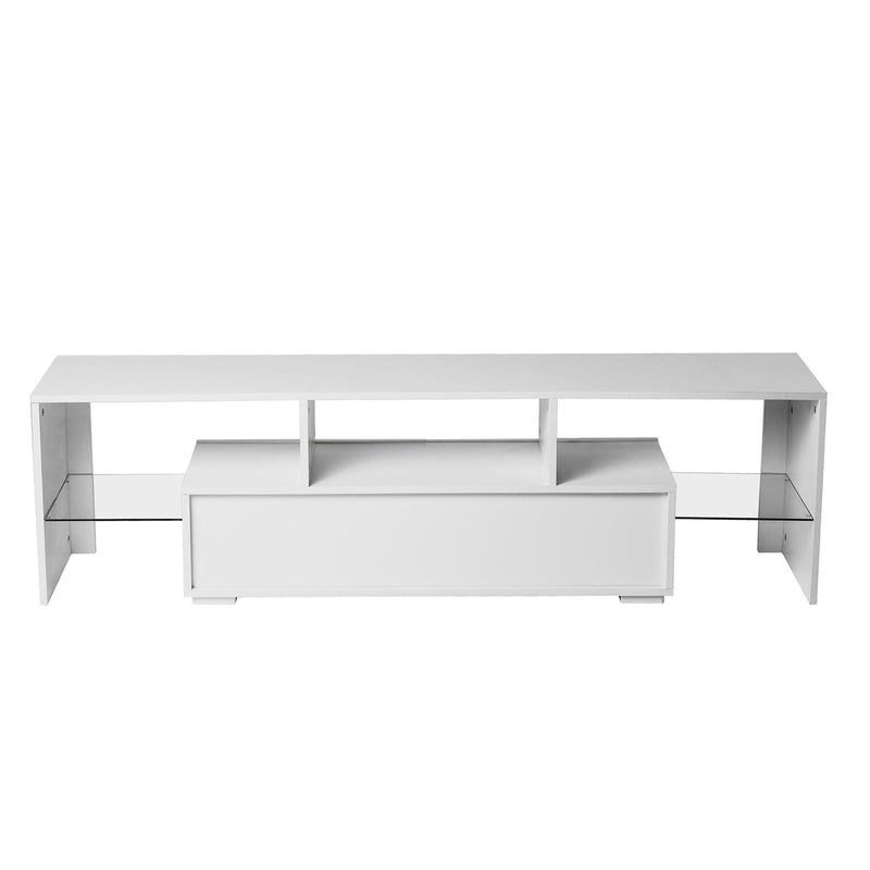 White morden TV Stand with LED Lights,high glossy front TV Cabinet,can be assembled in Lounge Room, Living Room or Bedroom,color:WHITE